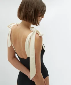 Badpak Daisy | Black creme white | DAMES Zwemkleding|Zwemkleding