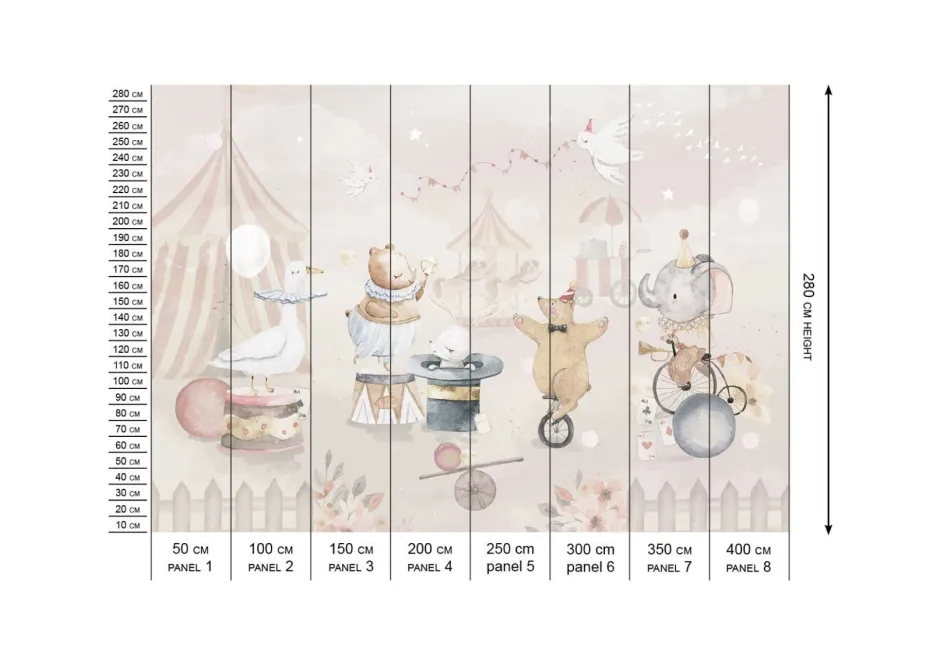Discount Behang Circus | Pastel Dieren|Behang