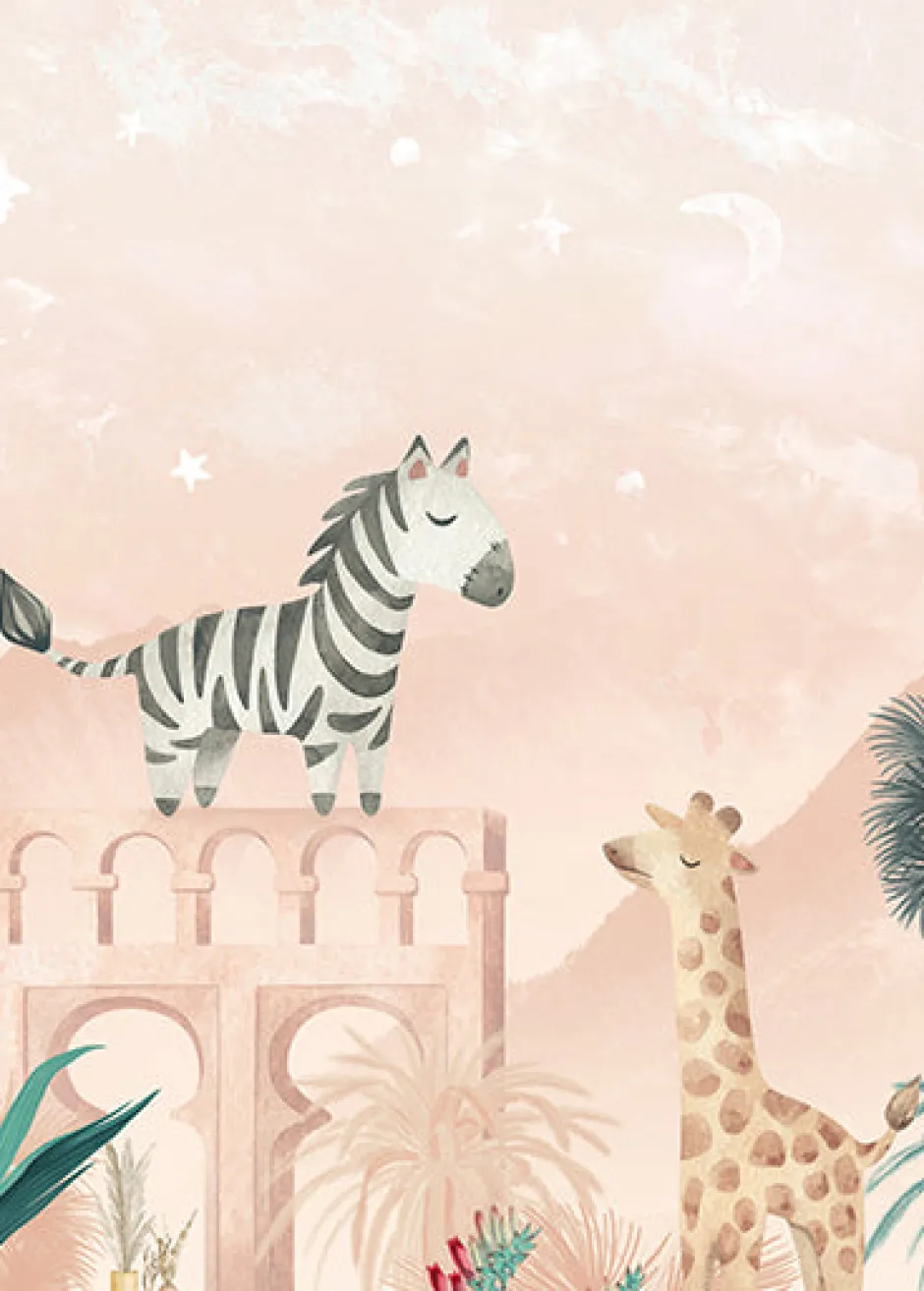 Hot Behang Desert Animals | Roze Dieren|Behang