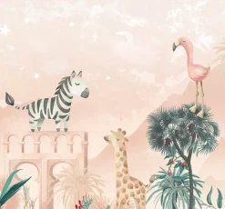 Hot Behang Desert Animals | Roze Dieren|Behang