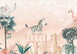 Hot Behang Desert Animals | Roze Dieren|Behang