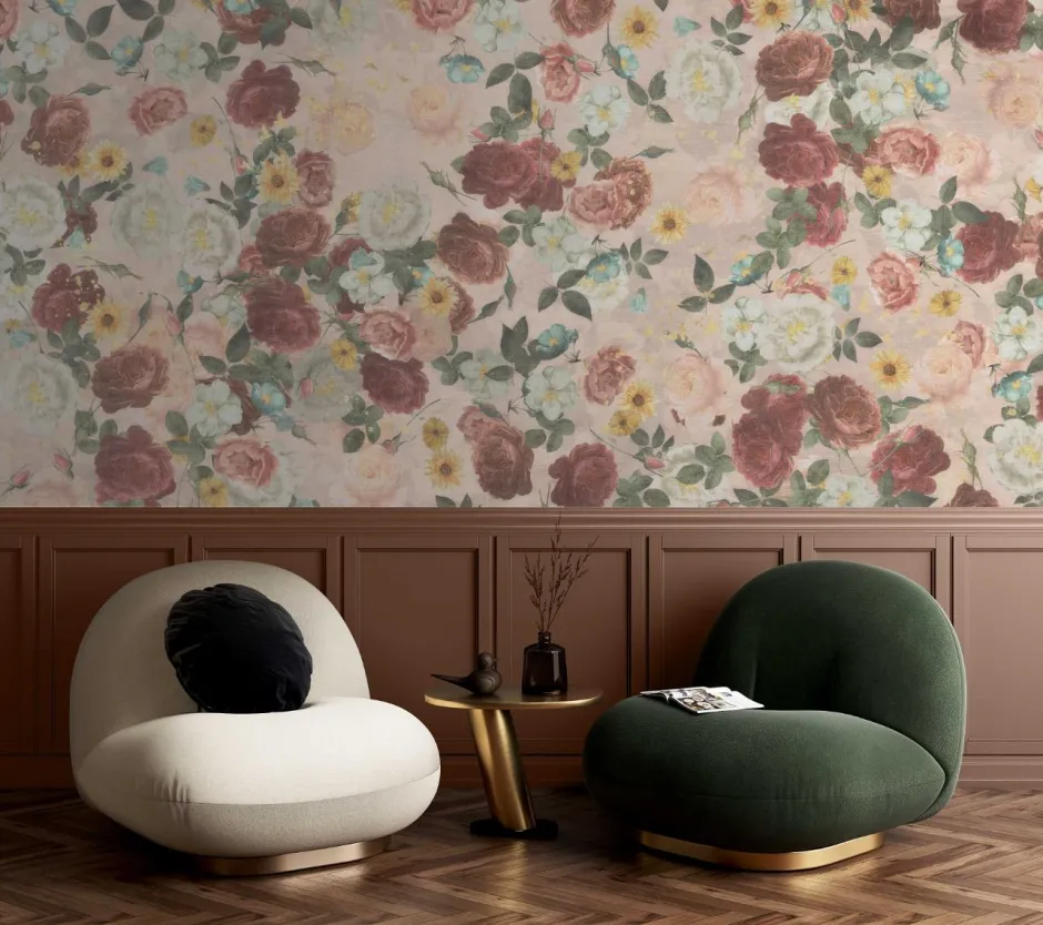 Best Behang English Garden | Roze Bloemen|Behang