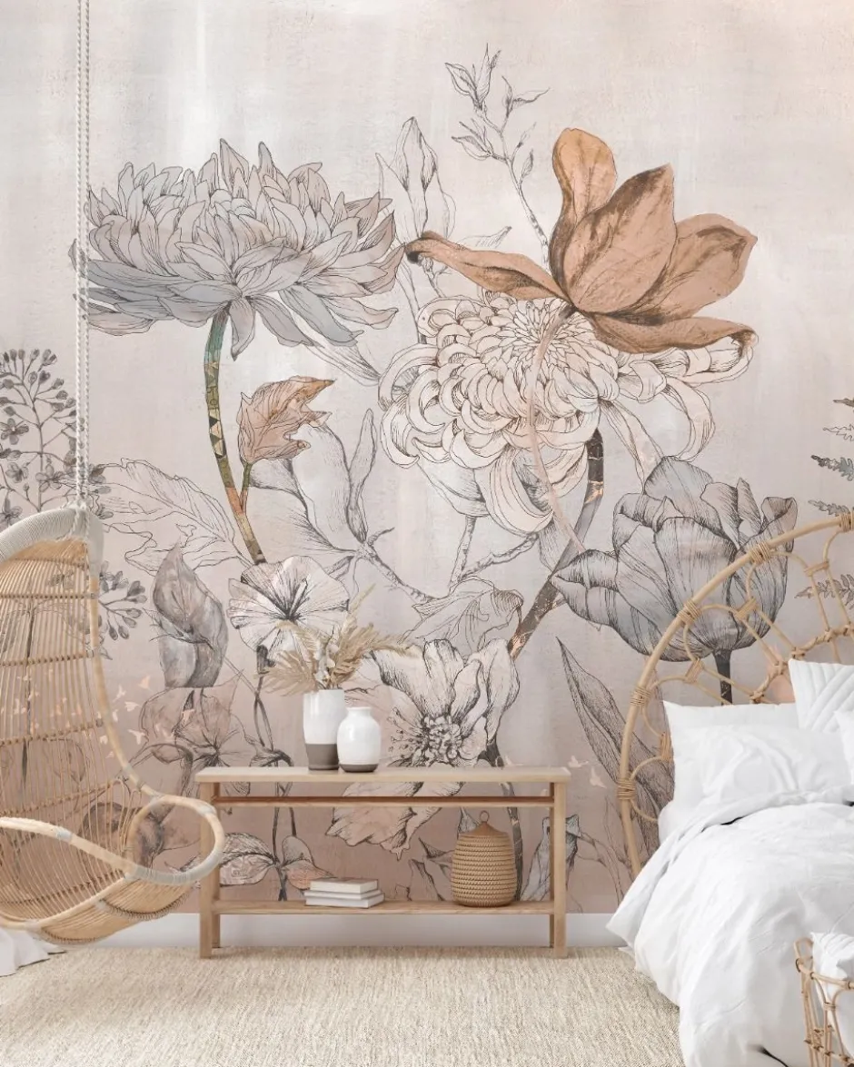 Online Behang Floral garden | Roze Bloemen|Behang