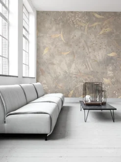 Clearance Behang Golden leaves | Beige Behang