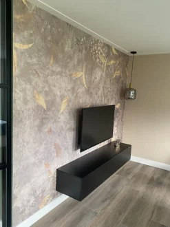 Clearance Behang Golden leaves | Beige Behang