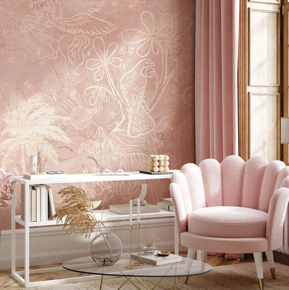 Outlet Behang Happy Days | Roze Bloemen|Behang