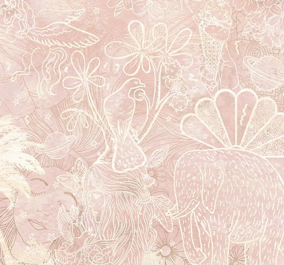 Outlet Behang Happy Days | Roze Bloemen|Behang