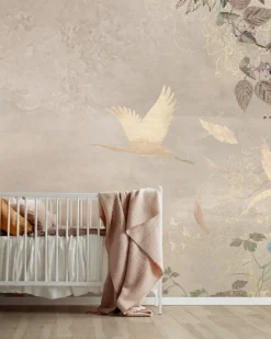 Online Behang Morning bird | Beige Dieren|Behang