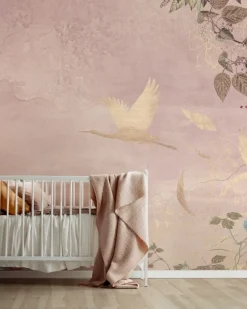 Online Behang Morning bird | Roze Dieren|Behang