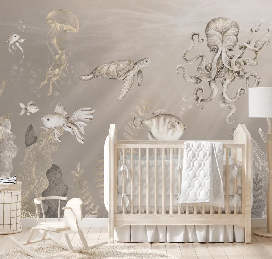 Online Behang Onderzee | Beige Onderzee|Dieren