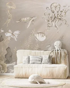 Online Behang Onderzee | Beige Onderzee|Dieren