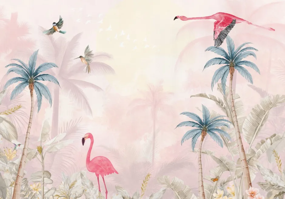 Sale Behang Pink Flamingo Dieren|Behang