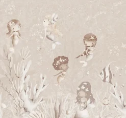 Online Behang Swimming Mermaids | Beige Sprookjes|Onderzee