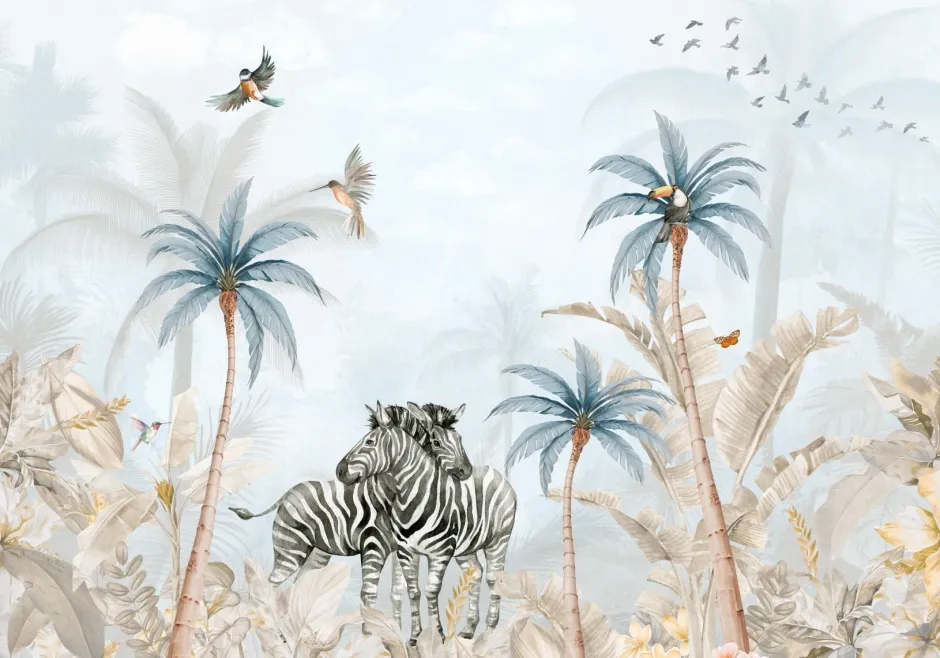 Discount Behang Tropical Zebra's Dieren|Behang