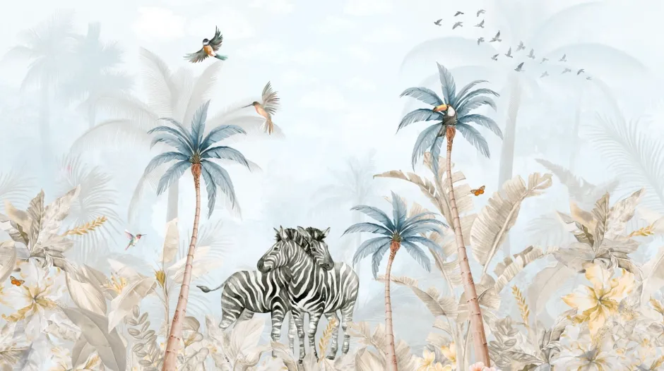 Discount Behang Tropical Zebra's Dieren|Behang