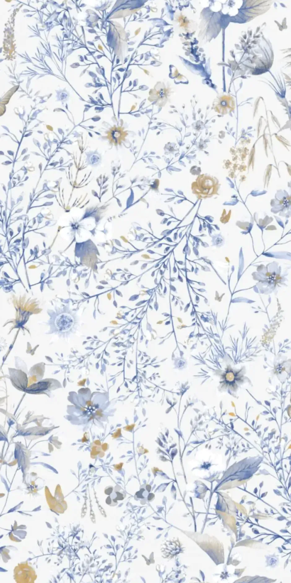 Online Behang Vintage flowers | Blauw Bloemen|Behang