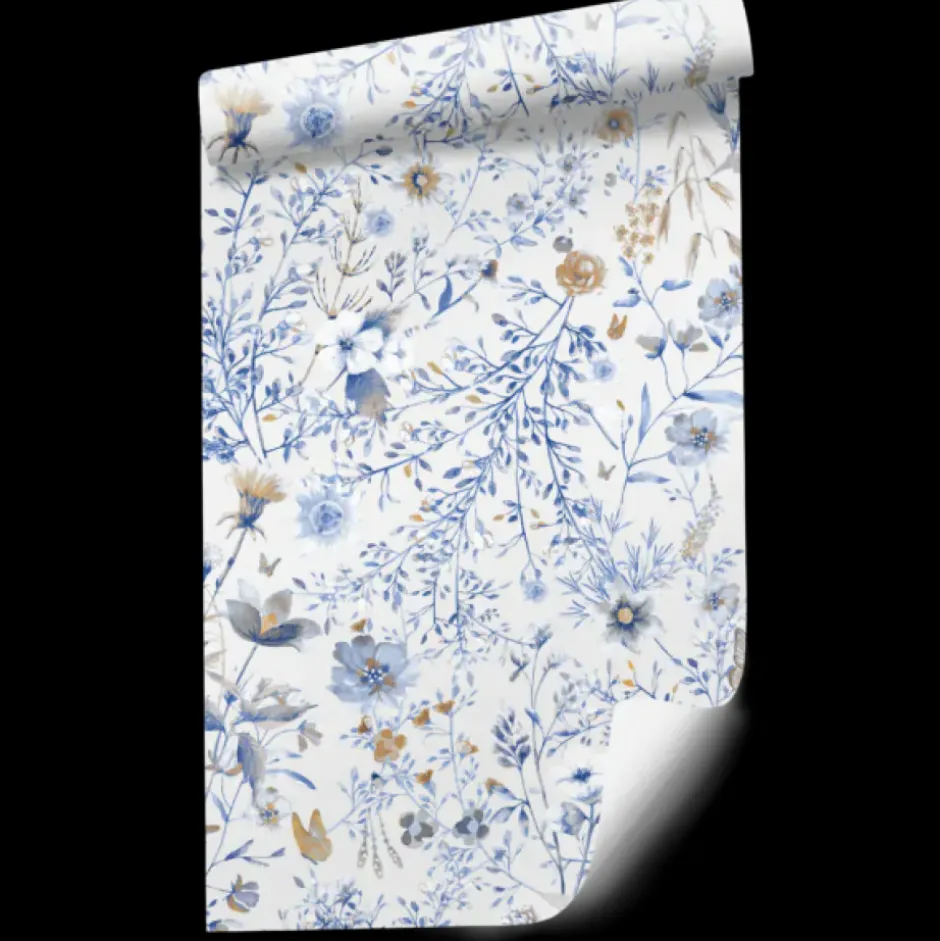 Online Behang Vintage flowers | Blauw Bloemen|Behang