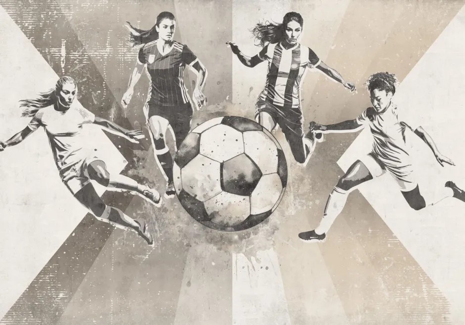 Hot Behang voetbal | Vrouwen | Taupe Sport|Behang