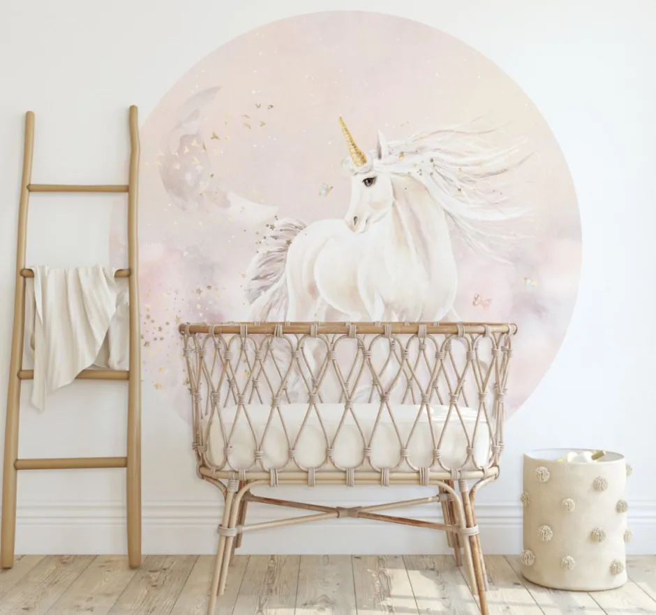 Outlet Behangcirkel Dreamy unicorn | Roze Behangcirkels