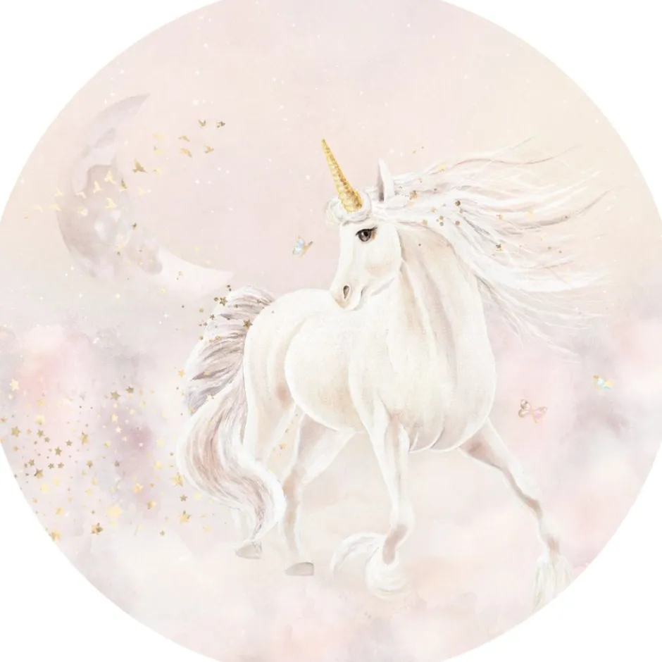 Outlet Behangcirkel Dreamy unicorn | Roze Behangcirkels