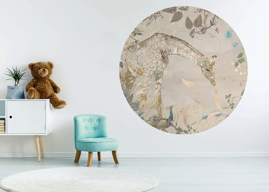 Discount Behangcirkel Giraffe | Beige Behangcirkels