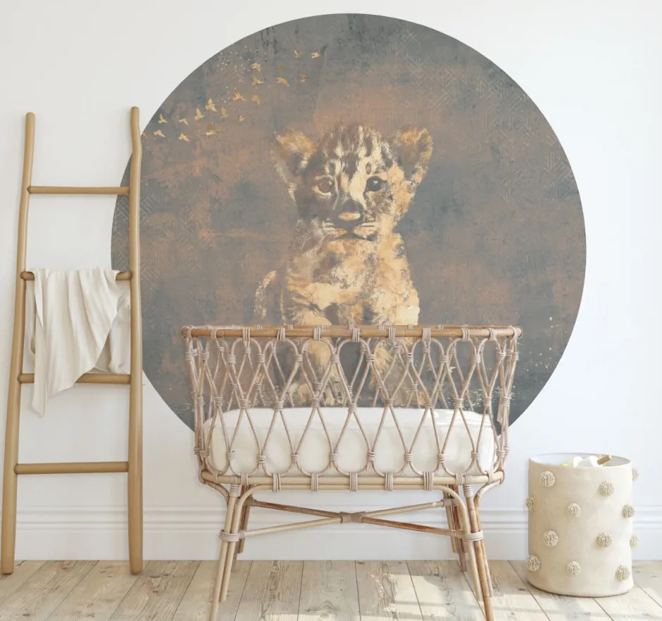 Hot Behangcirkel Hakuna matata | Blauw / goud | Jungle collection| 145 x 145 cm Behangcirkels