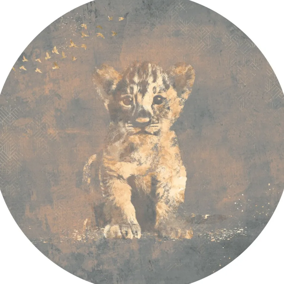 Hot Behangcirkel Hakuna matata | Blauw / goud | Jungle collection| 145 x 145 cm Behangcirkels