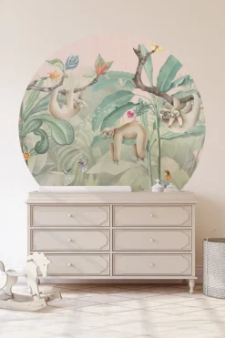 Discount Behangcirkel Lazy Luiaard | Jungle Collection | 鈱€ 145 cm Behangcirkels