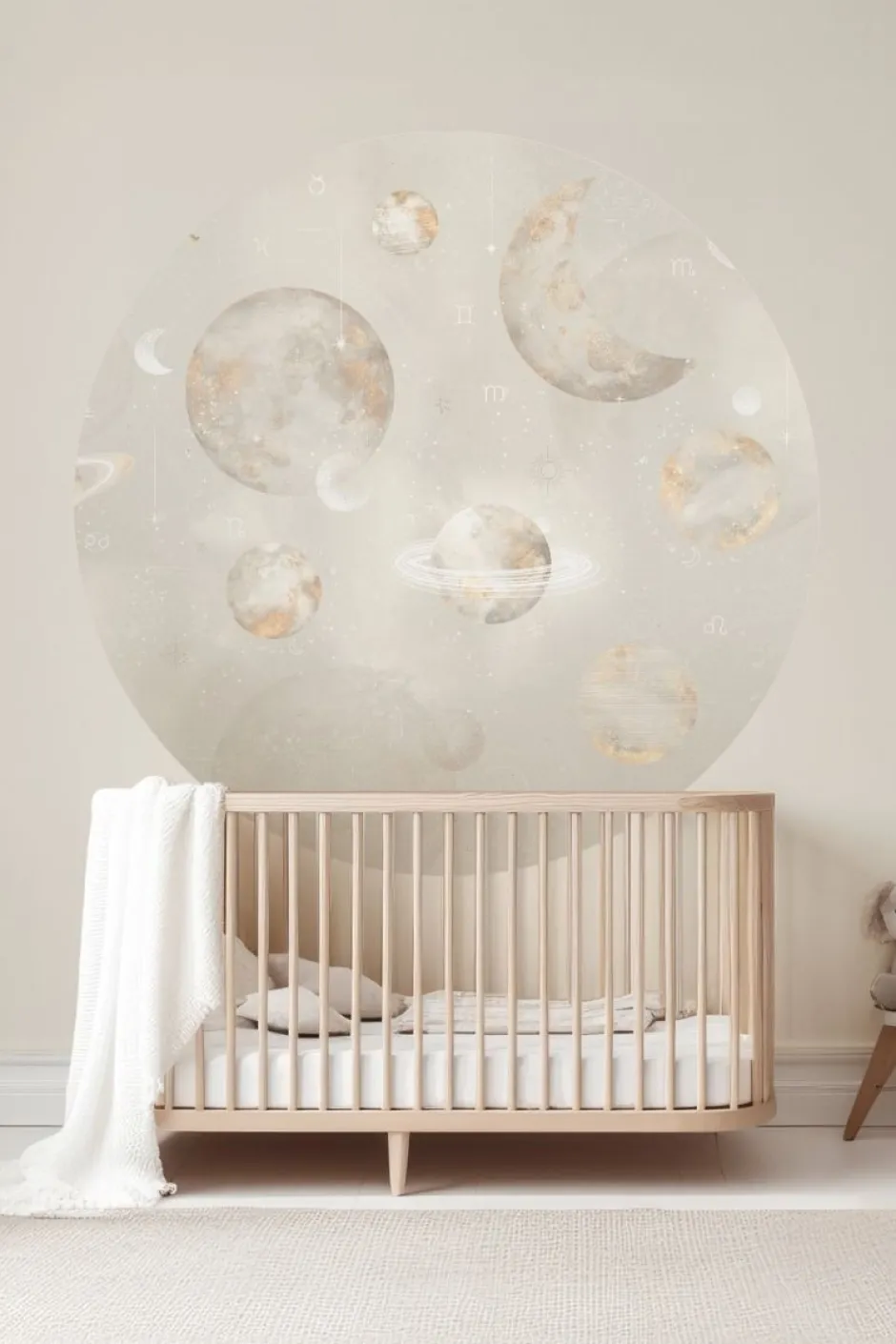 Discount Behangcirkel Pastel Planets | 鈱€ 145 cm | Beige Behangcirkels