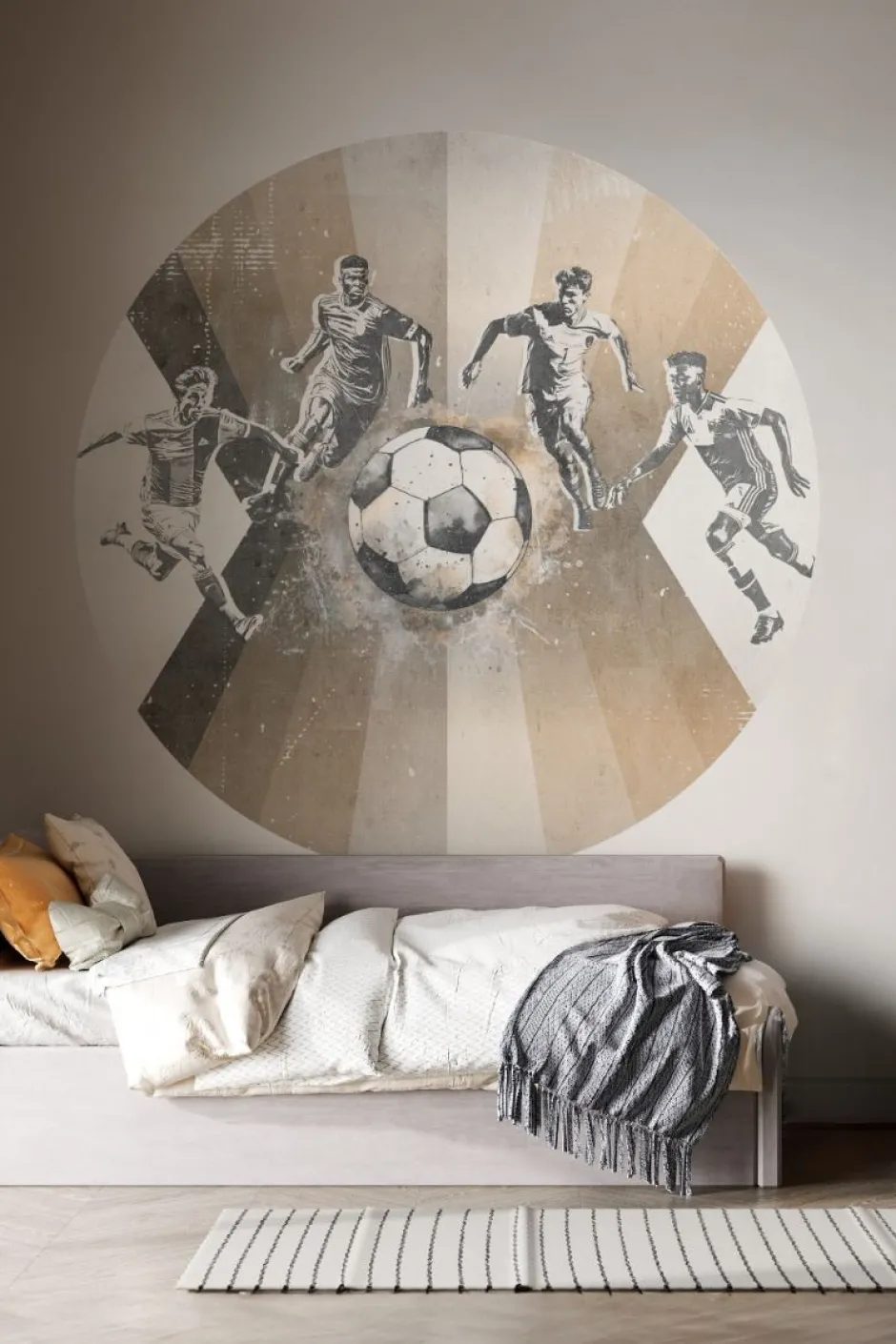 Best Behangcirkel Voetbal | Mannen | Taupe Behangcirkels