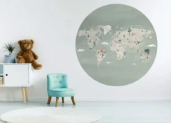 Online Behangcirkel Wereldkaart | Mint Behangcirkels