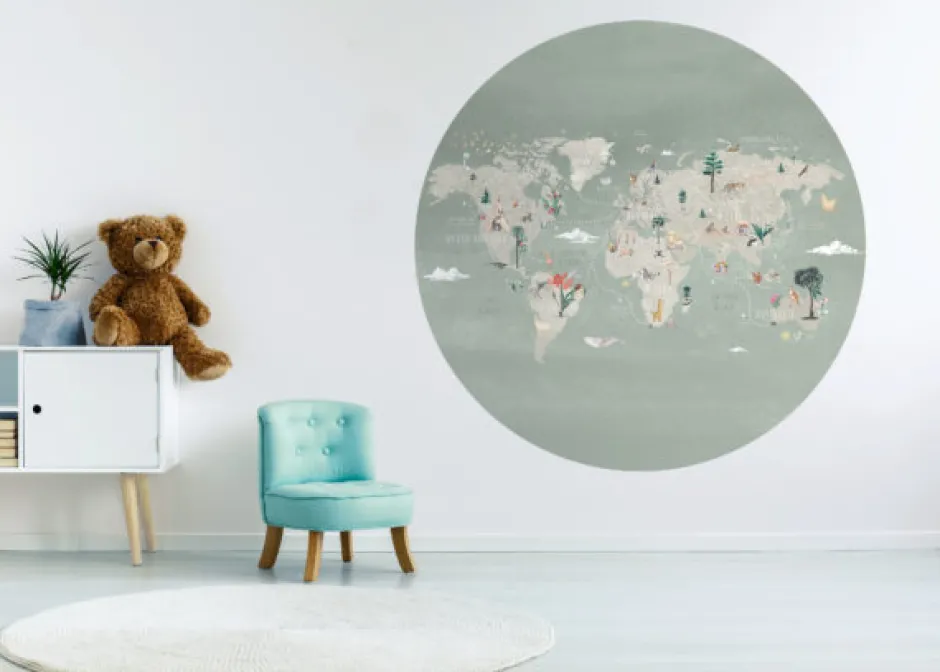 Online Behangcirkel Wereldkaart | Mint Behangcirkels