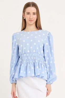 Sale Blouse Elinor | Blue/white | DAMES Blouses