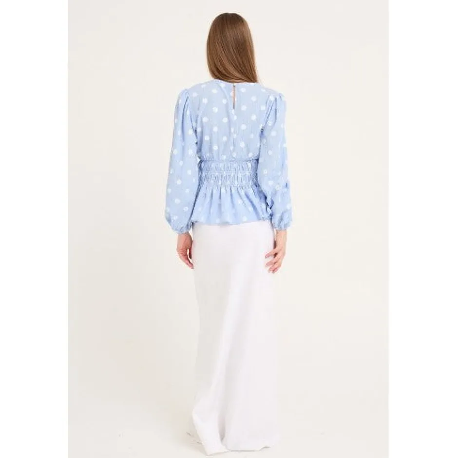 Sale Blouse Elinor | Blue/white | DAMES Blouses