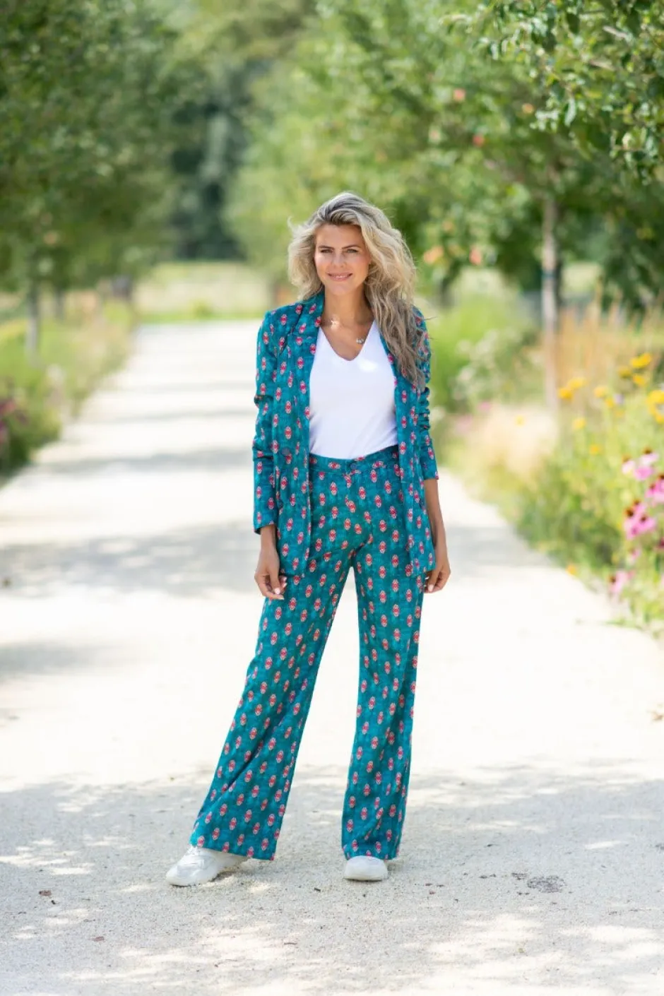 Discount Broek Sam | Wide leg | Tibetan blue | DAMES Broeken