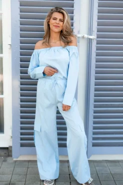 Outlet Cargo pants Nevada | Light blue | DAMES Co-ords|Broeken
