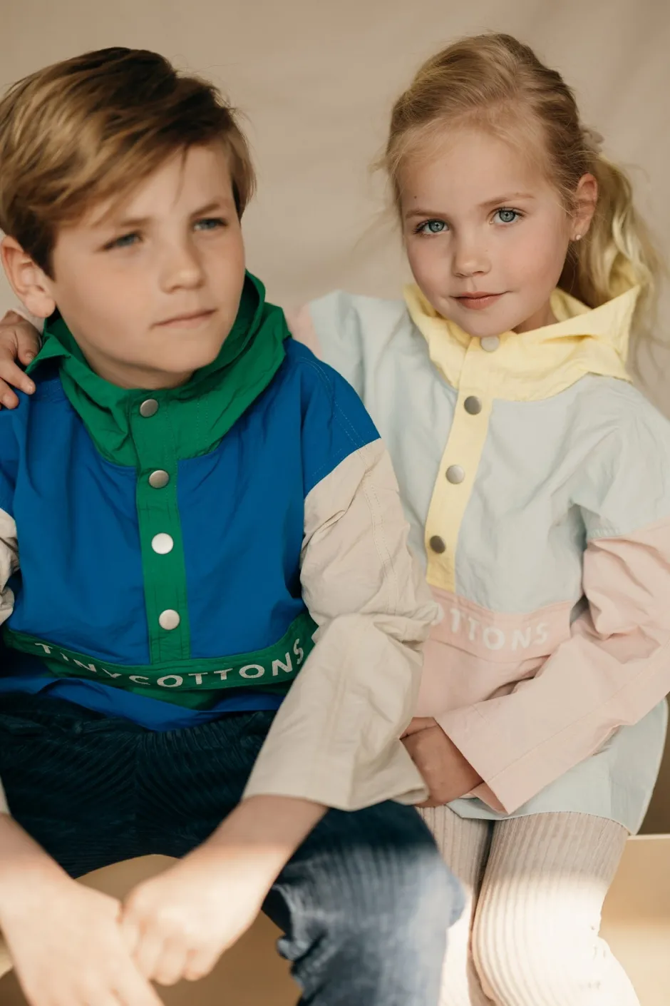 Online Color block jacket | Pastel blue/mellow yellow | Jassen & Jacks