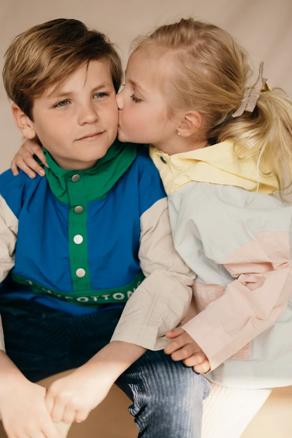 Online Color block jacket | Pastel blue/mellow yellow | Jassen & Jacks