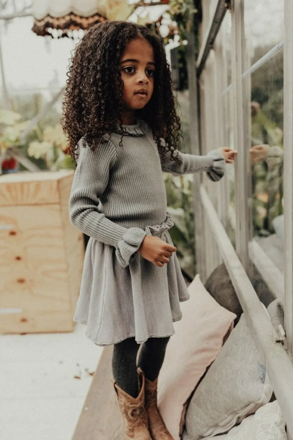 Hot Crincle skirt Strawberry | Greyish blue | DAMES Rokken|Rokken