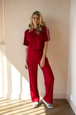 Best Cropped T-shirt Marlowe | Bordeaux | DAMES Co-ords|Tops