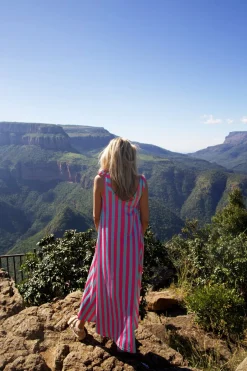 Sale Dress Flirty Stripe | Turquoise & pink | Studio DAMES Jurken|Snøpskes