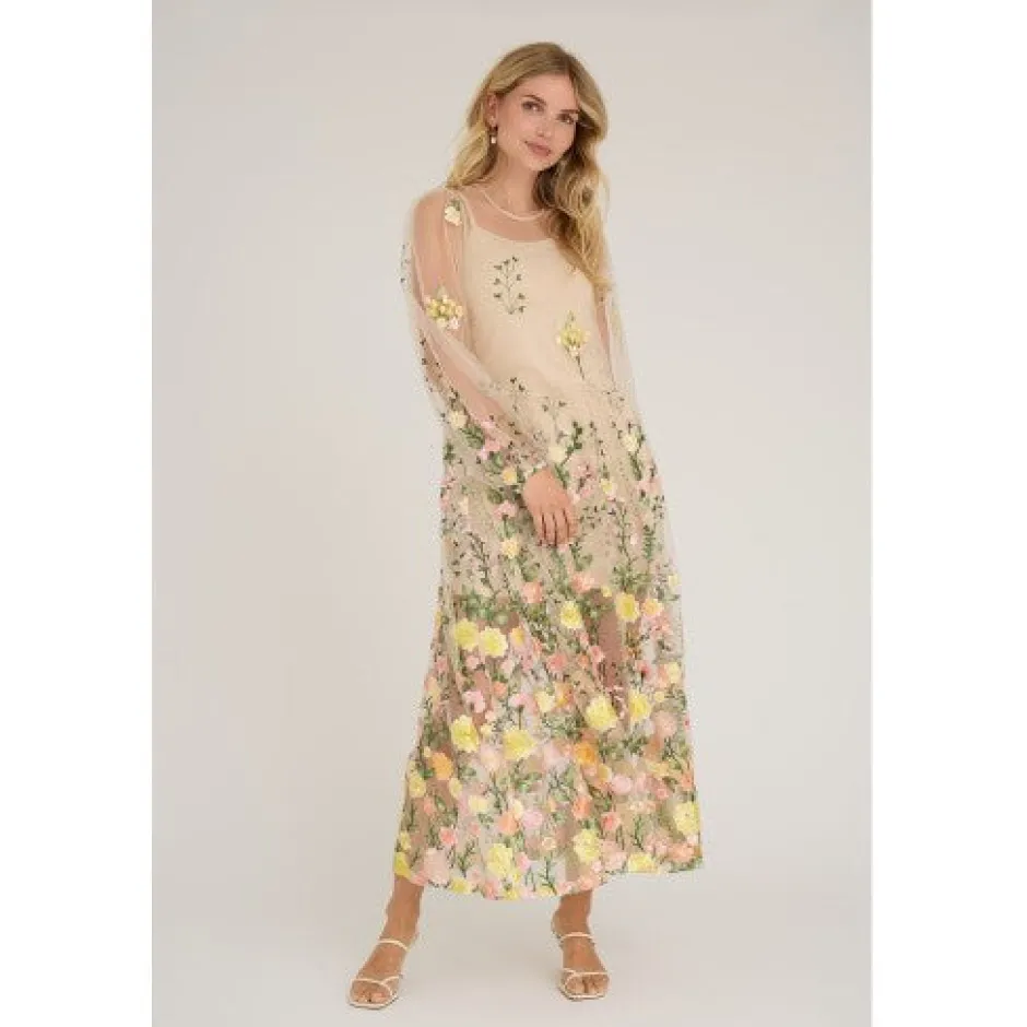 Dress Fuschia | Sand/yellow | DAMES Jurken