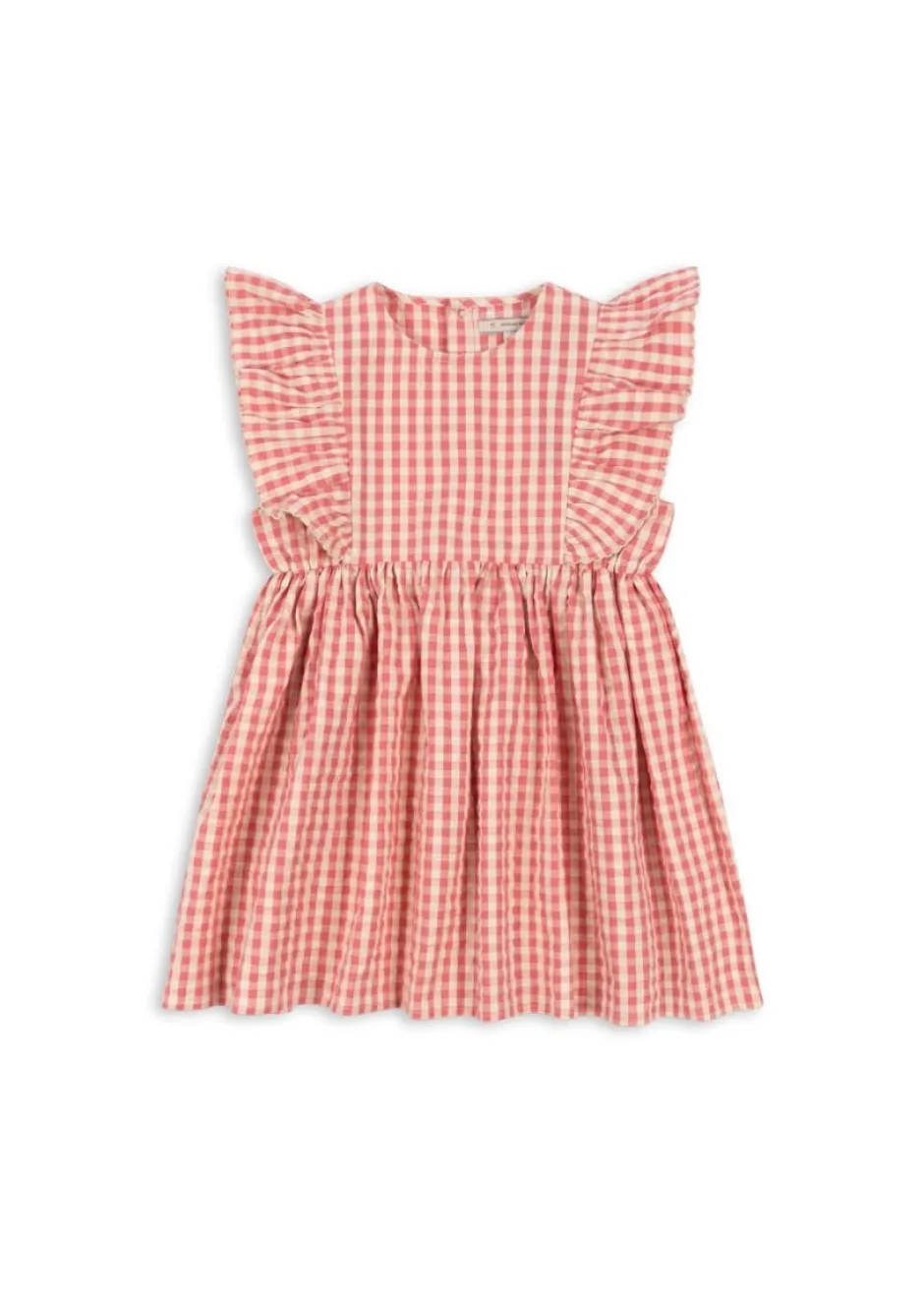 Clearance Dress Kim frill gots | Flamingo plume check | DAMES Jurken & Salopettes|Jurken