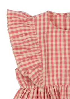 Clearance Dress Kim frill gots | Flamingo plume check | DAMES Jurken & Salopettes|Jurken