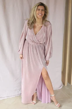 Hot Dress Plissé | Pink champagne | DAMES Jurken|Snøpskes