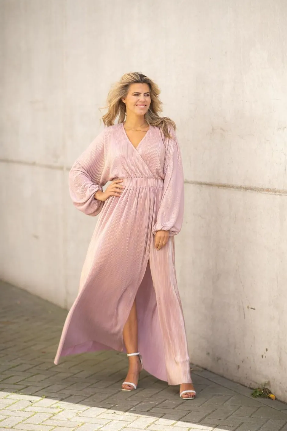Hot Dress Plissé | Pink champagne | DAMES Jurken|Snøpskes