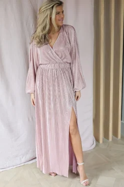 Hot Dress Plissé | Pink champagne | DAMES Jurken|Snøpskes