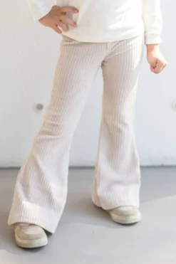 New Flared broek | Rib crème | DAMES Broeken & Leggings|Broeken