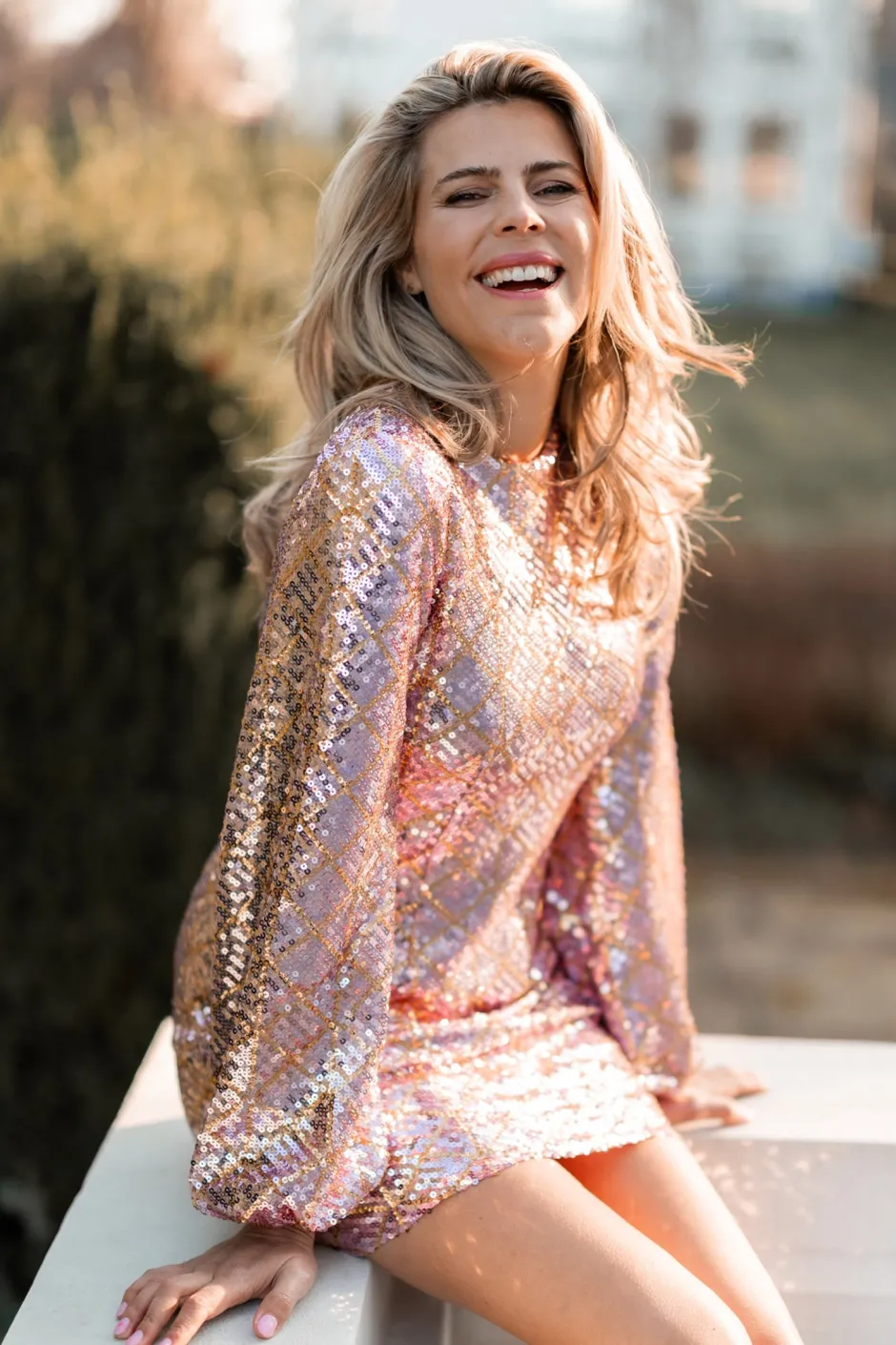 Glitter dress sparkling | Cotton candy | DAMES Jurken|Snøpskes