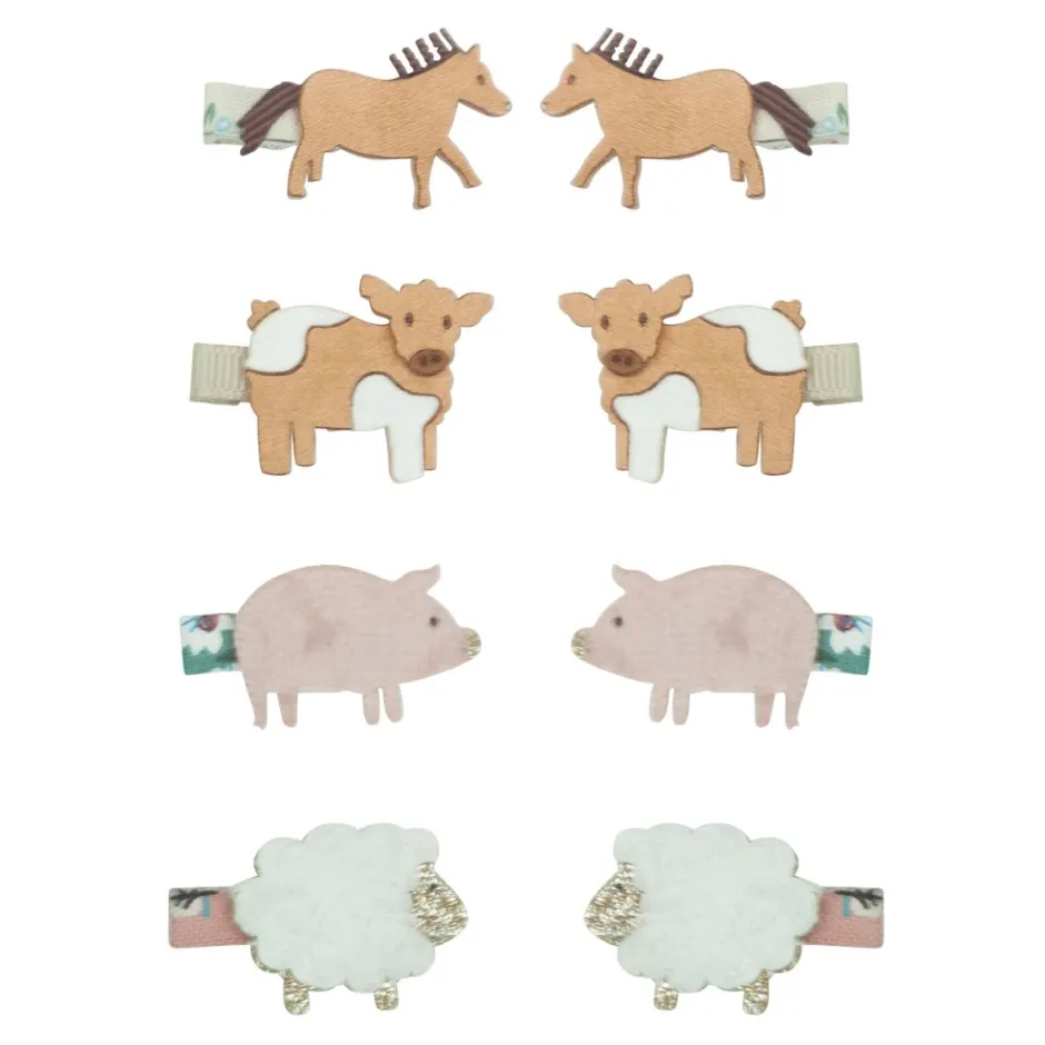 Haarklemmen farm animal | Homestead | 8 stuks | Mimi & Lula Haaraccessoires